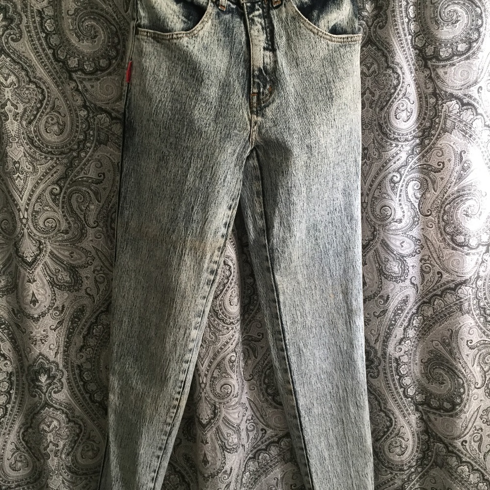 VINTAGE CORNICHE DESIGNER ACID RED TAG WOMENS JEANS MADE IN HONG FRONT PKT GOL… - Picture 2 of 15